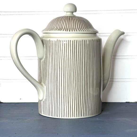 Fitz and Floyd Les Bands Cream Brown Coffee Teapot Lid 1976 735/74 CG Japan - Picture 2 of 7